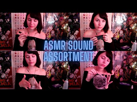 ASMR Sound Assortment [tapping, mic touching, mic brushing, water sounds, crinkling, mic picking]