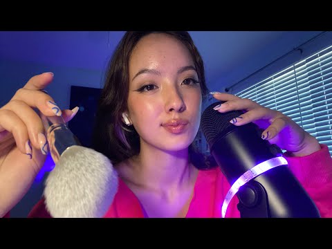 ASMR | mic brushing, touching your face, mouth sounds + pay attention!