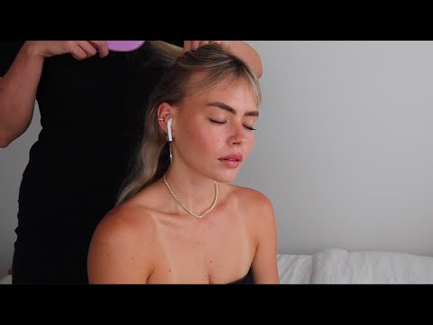 ASMR soothing hair play and tracing on Lilly Van Der Meer (whisper)