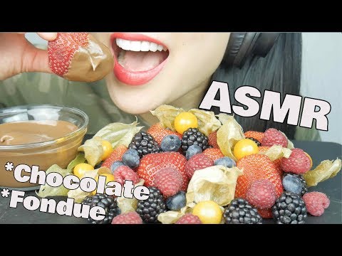 ASMR FRUIT BERRIES CHOCOLATE FONDUE (EATING SOUNDS) NO TALKING | SAS-ASMR