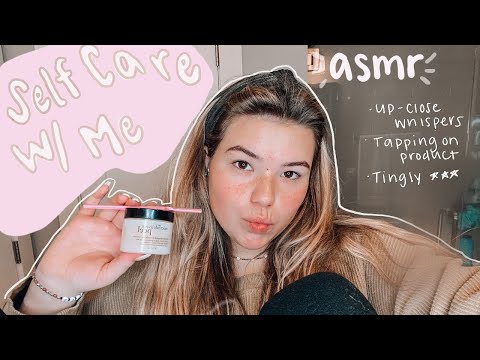 ASMR | Giving myself a facial | Up-Close Whispering | Tapping on products