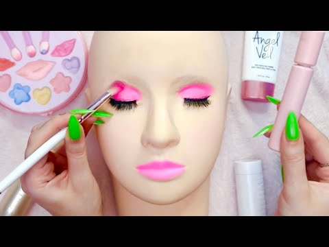 [ASMR] Pink Kids Makeup on Mannequin (whispering, tapping, makeup sounds, personal attention)