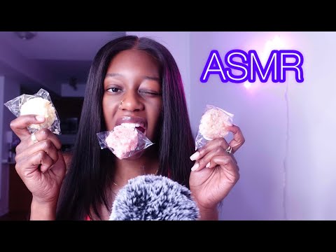 ASMR | TRYING EDIBLE CRYSTALS FOR THE FIRST TIME (CRUNCH AND PLASTIC SOUNDS)