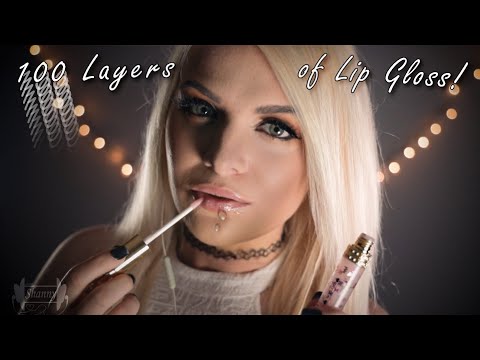[ASMR] 100 Layers of LIPGLOSS | Kisses, Mouth Sounds, Whispers