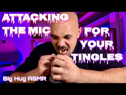 Aggressive fast mic scratching, brutal bass-heavy ASMR + tingly whispers