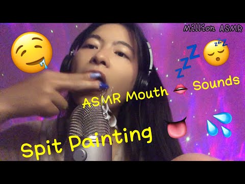 ASMR Real Spit Painting Mouth Sounds For You Relaxation(fast &aggressive) #spitpainting #mouth #asmr
