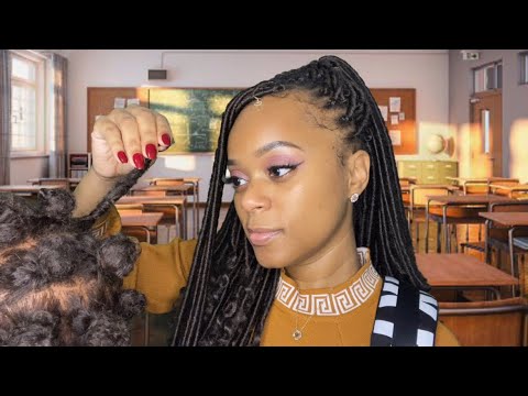 ASMR | ✏️📓Girl In The Back Of Class Plays With Your Hair (Afro) | Bantu Knots | Hair Roleplay