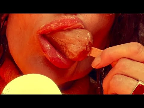 ASMR a popsicle and a choc-ice - wet and sticky mouth sounds