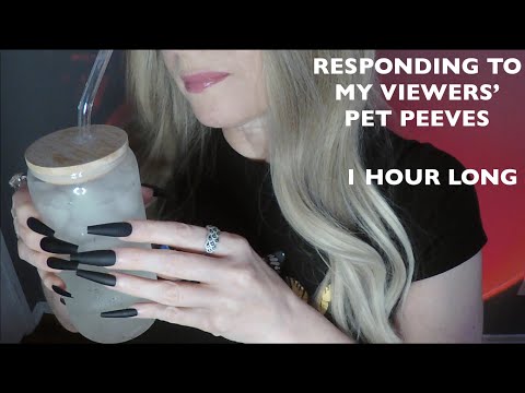 ASMR Gum Chewing Responding To Viewers' Pet Peeves | 1 HOUR | Water Drinking, Whispered