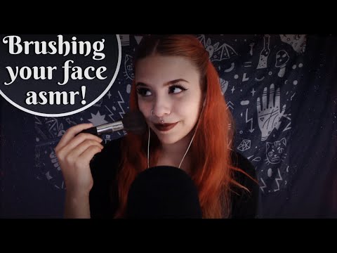 ASMR brushing your face! ✨✨ (Visual ASMR, scratching on mic and soft whispering)
