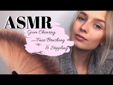 ASMR | Whispered Gum Chewing, Face Brushing, Mouth Sounds & Repeating 'Stipple' Trigger Word