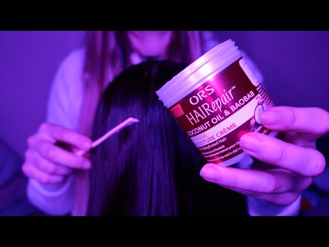 ASMR Hair Conditioning Treatment and Hair Brushing