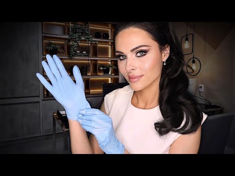 ASMR DOCTOR UP CLOSE FACE EXAM *writing, latex gloves, face touching*