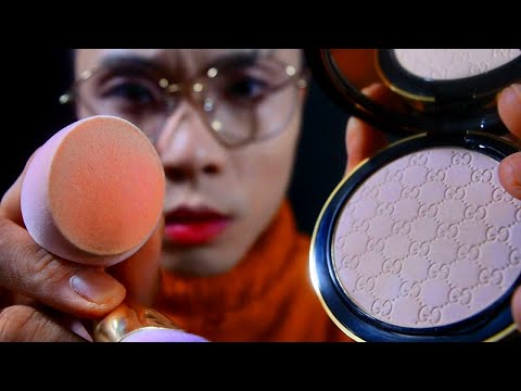 Full Face in 3 Min ⚡ ASMR: GUCCI Powder, Too Faced Highlighter ‧ Korean Makeup Roleplay ‧ 메이크업 롤플레이