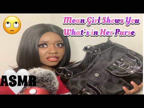 ASMR Mean Girl Shows You What’s In Her Purse 👛🙄🩷 #asmr #asmrroleplay #meangirl
