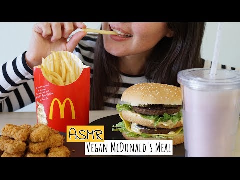 ASMR Vegan McDonald's Meal | Big Mac, Fries, Nuggets, Strawberry Shake 🍔🍟