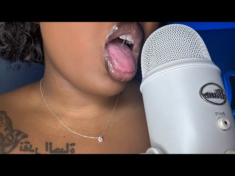 kissing and licking my blue yeti mic intense mouth sounds