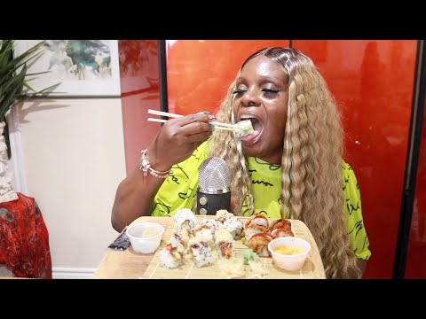 CRAWFISH SUSHI ASMR EATING SOUNDS (IT'S THE WASABI FOR ME)