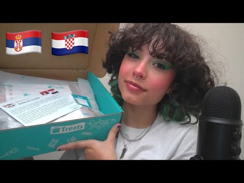 ASMR - unboxing and trying snacks from SERBIA & CROATIA - taste test and mukbang ft. TryTreats