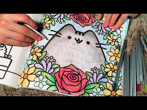 ASMR Pusheen Coloring Book 🖍 color pencils, whispered
