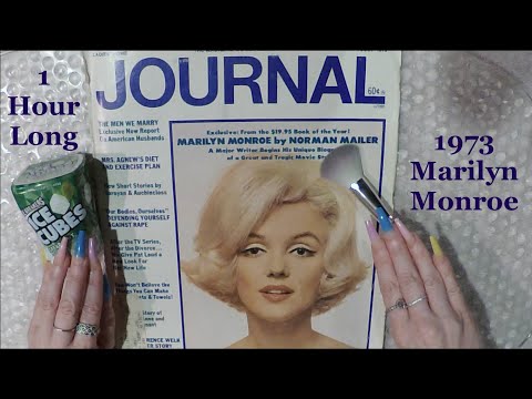 Hour Long Vintage Magazine Flip Through | Gum Chewing | Marilyn Monroe 1973 | Crinkles & Whispers