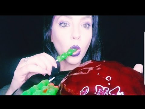 ASMR | Eating Brain and Fingers | Mukbang | Halloween Mukbang | Messy| Lollipops and Jello Edible