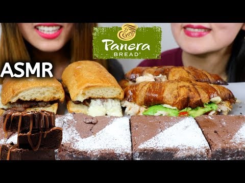 ASMR FUDGY CHOCOLATE BROWNIES & PANERA BREAD SANDWICHES 초콜릿 브라우니 샌드위치 리얼사운드 먹방 | Kim&Liz ASMR