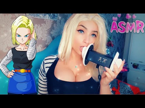 ASMR 3DIO Ear Licking /  Mouth Sounds - COSPLAY Android 18 ❤️💤