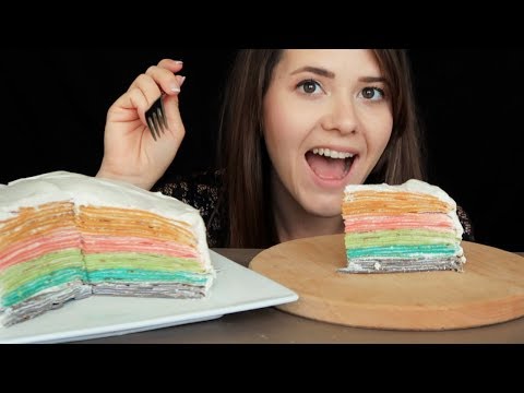 ASMR MUKBANG Crepe Cake 🏳️‍🌈 RAINBOW Edition [deutsch/german]
