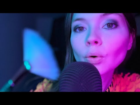 ASMR 1 Hour of Trigger Words With Face Brushing and Layered Massage Roller Sounds