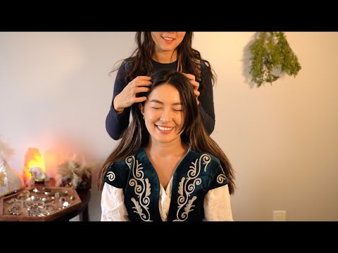 [ASMR] Braiding @ediyasmr's Hair, Traditional Kazakh Jewellery and Headdresses (Real Person)
