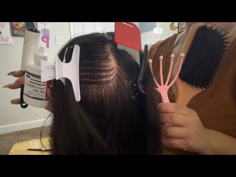 ASMR| Scalp check & treatment- hair clipping & parting w/ tools 💆🏼‍♀️