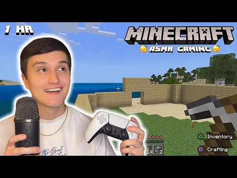 ASMR Gaming | 1 Hour of Minecraft 🎮😴 (w/ controller sounds + gum chewing)