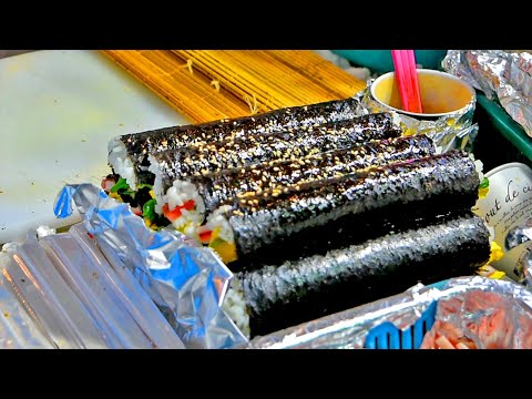 [Korean Street Food] fastest kimbap rolling (unintentional ASMR)