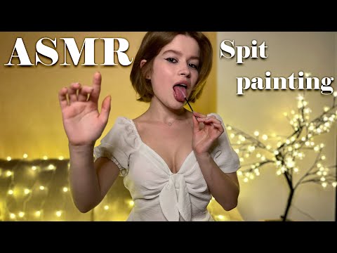ASMR spit painting you 🤤✨ Wet & intense mouth sounds, spoolie, hand movements, soft whisper