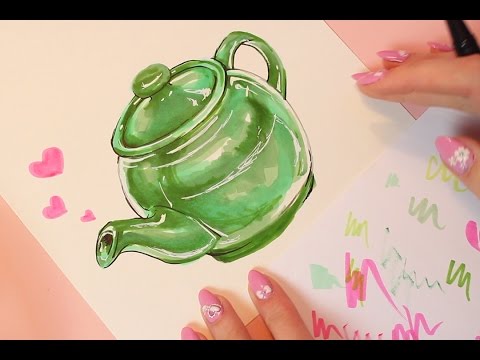Greeting Card Thursday: A Shiny Green Teapot (ASMR softly spoken & marker sounds)