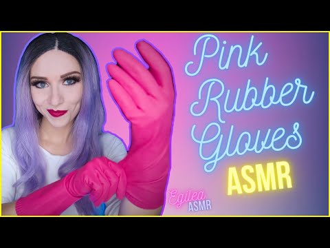 ASMR RUBBER GLOVES. Taking off PINK rubber dishwashing gloves, rubbing, scratching. (No talking)