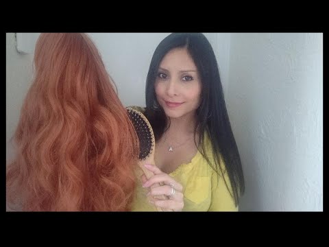 ASMR Brushing my hair extensions and Wig