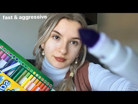ASMR: fast & aggressive doing your makeup, lots of personal attention (colouring you in) 🎨