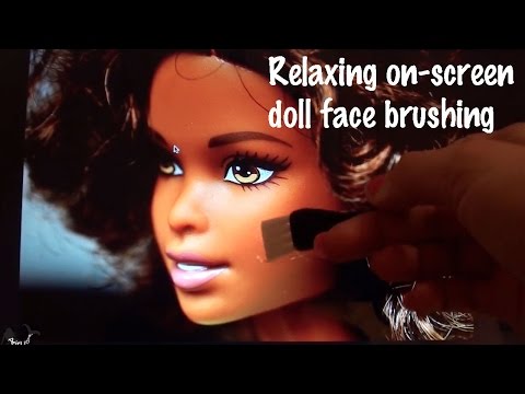 Gentle doll face brushing on LAPTOP screen. Mermaid sound (no talking) ASMR