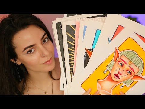 ASMR Organizing My Artwork (Paper, Plastic Sounds, Whispers) | Nymfy Official