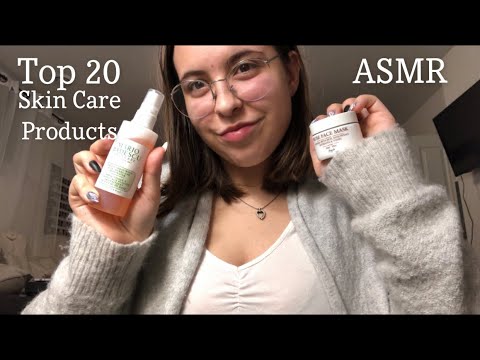 ASMR My Top 20 Skin Care Products (FAST and AGGRESSIVE with Acrylic Nails)