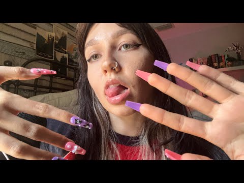 ASMR | FAST + CHAOTIC  extra long nails 💗🎙️ (nail tapping, scratching,+ more) w/ Magnolia Nails