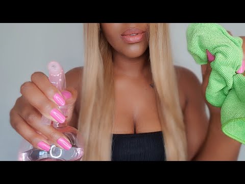 ASMR Spray bottle & Cleaning your face