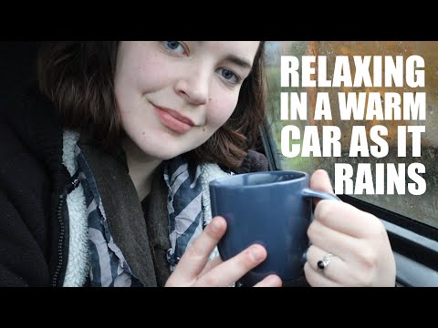 ASMR Relaxing in a Warm Car as it Rains | Raining, Roibos Tea, Tapping [Binaural]