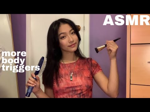 ASMR TINGLY BODY TRIGGERS 😩🤞🏼 *collarbone & stomach tapping, fabric sounds, brushing, etc* 💗