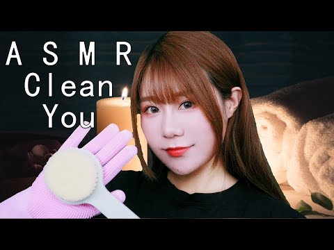 ASMR Cleaning My Friend Closeup Whispers Sponge Sound Lotion Sound
