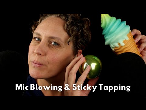 ASMR Sticky Tapping, Mic Blowing & Whispering