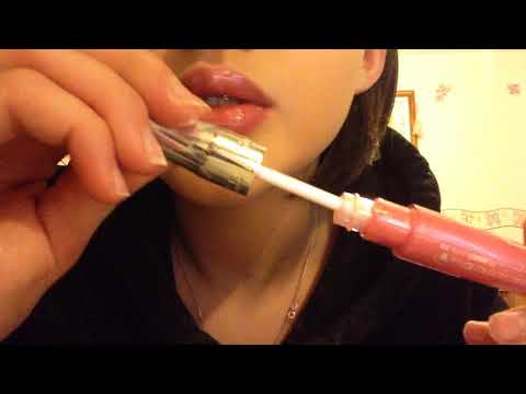ASMR Lo-Fi lipgloss application ~kisses~mouth sounds~whispers~