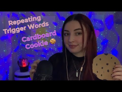 ASMR | Trigger Words While Tapping on Cardboard Cookie ♡